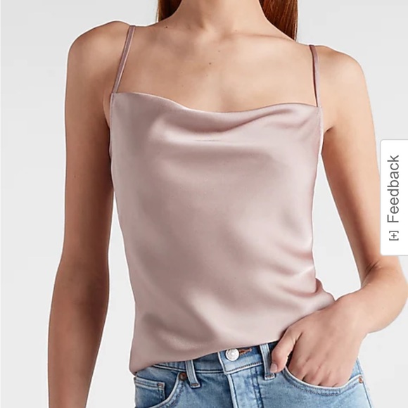 Express Black Satin Cowl Neck Cami - Picture 1 of 10